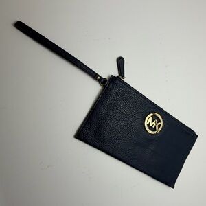 Michael Kors Navy Wristlet with Gold Logo